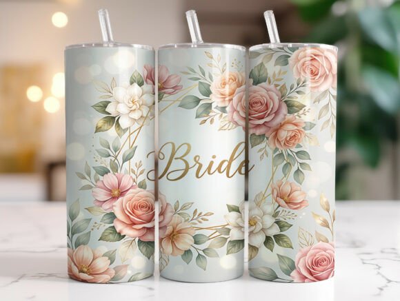 Elegant Bride Floral Wedding Tumbler PNG Review