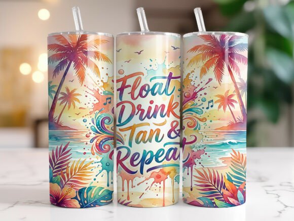Float Drink Tan Repeat Beach Tumbler PNG Review