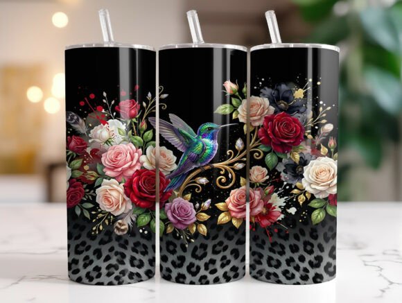 Floral Hummingbird Black Leopard Tumbler Review