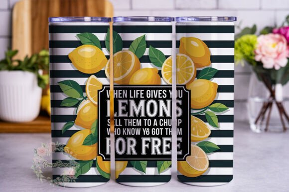 Lemon Black White Stripes 20oz Tumbler W Review