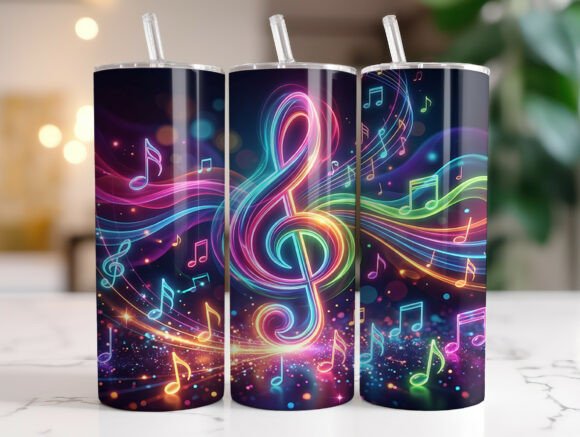 Neon Music Notes Treble Clef Tumbler PNG Review