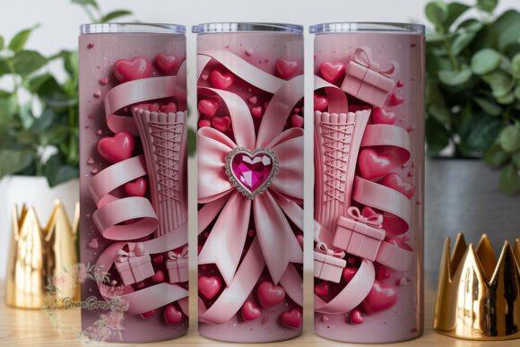 Pink Love Heart Bows: A Designer's Take on Tumbler Wraps