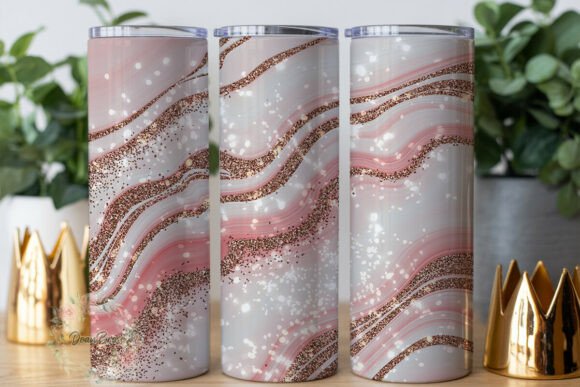 Pink Rose Gold Marble Glitter Tumbler Design Review