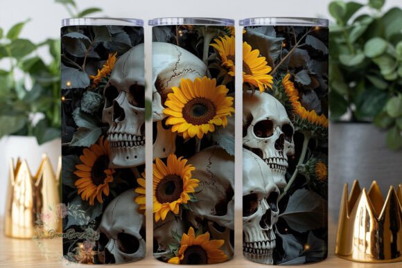 Review: Gothic Sunflower Skull 20oz Tumbler Wrap Design