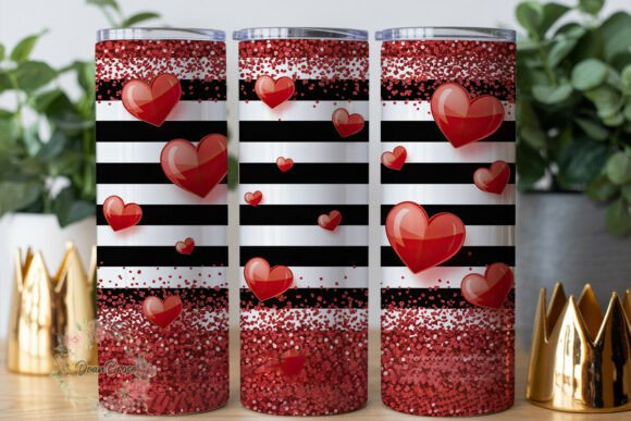 Review: Red Glitter Stripe Hearts Tumbler Wrap Design