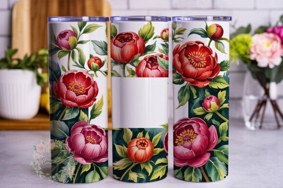 Review: Vibrant Red Peony Floral Tumbler Wrap for Embroidery