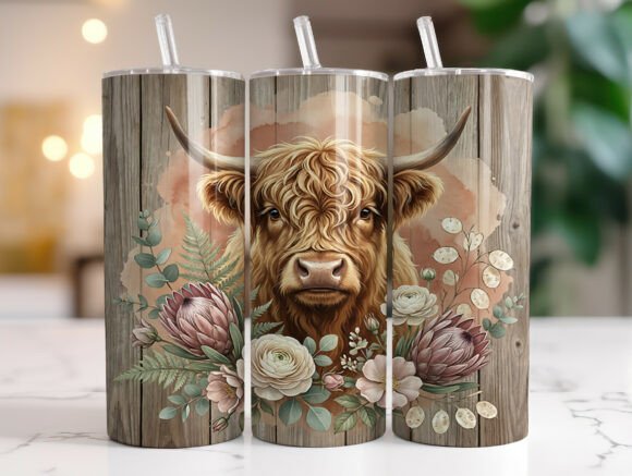 Rustic Highland Cow Floral 20oz Tumbler Review