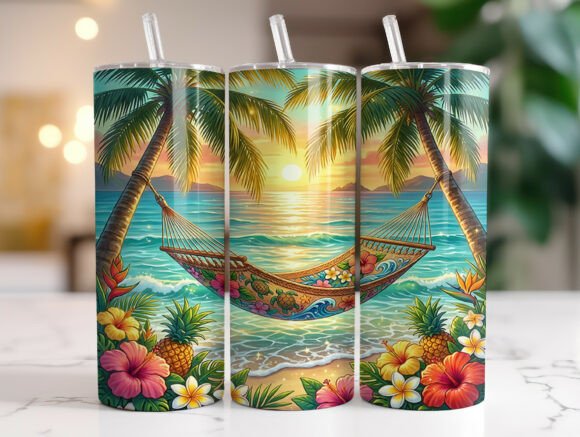 Tropical Beach Hammock Sunset Tumbler Design Review